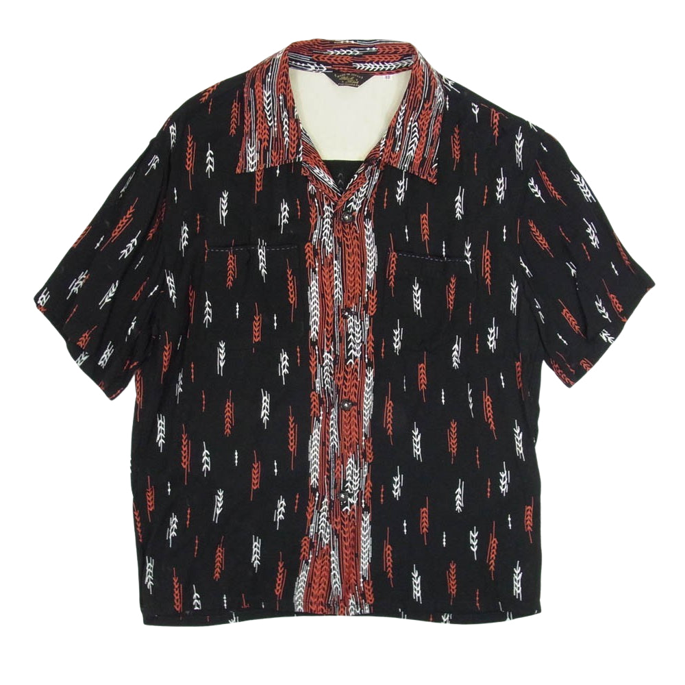 THE FLAT HEAD ザフラットヘッド Black Mint レーヨン オープンカラー 半袖 シャツ ブラック系 40【中古】