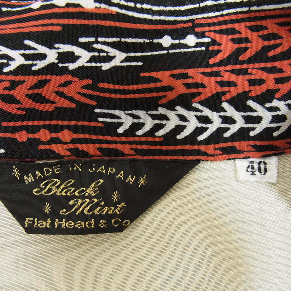 THE FLAT HEAD ザフラットヘッド Black Mint レーヨン オープンカラー 半袖 シャツ ブラック系 40【中古】