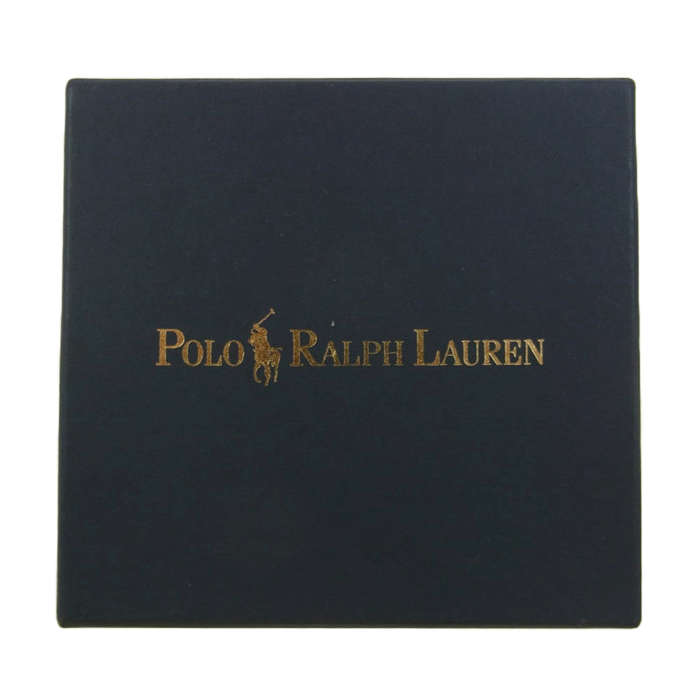 POLO RALPH LAUREN ポロ・ラルフローレン クロコ型押し レザー カードケース 名刺入れ ブラック系【中古】
