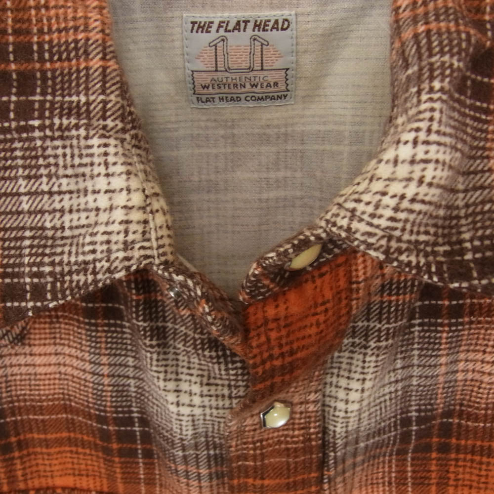 THE FLAT HEAD ザフラットヘッド フランネル ウエスタン チェック シャツ ブラウン系 40【中古】