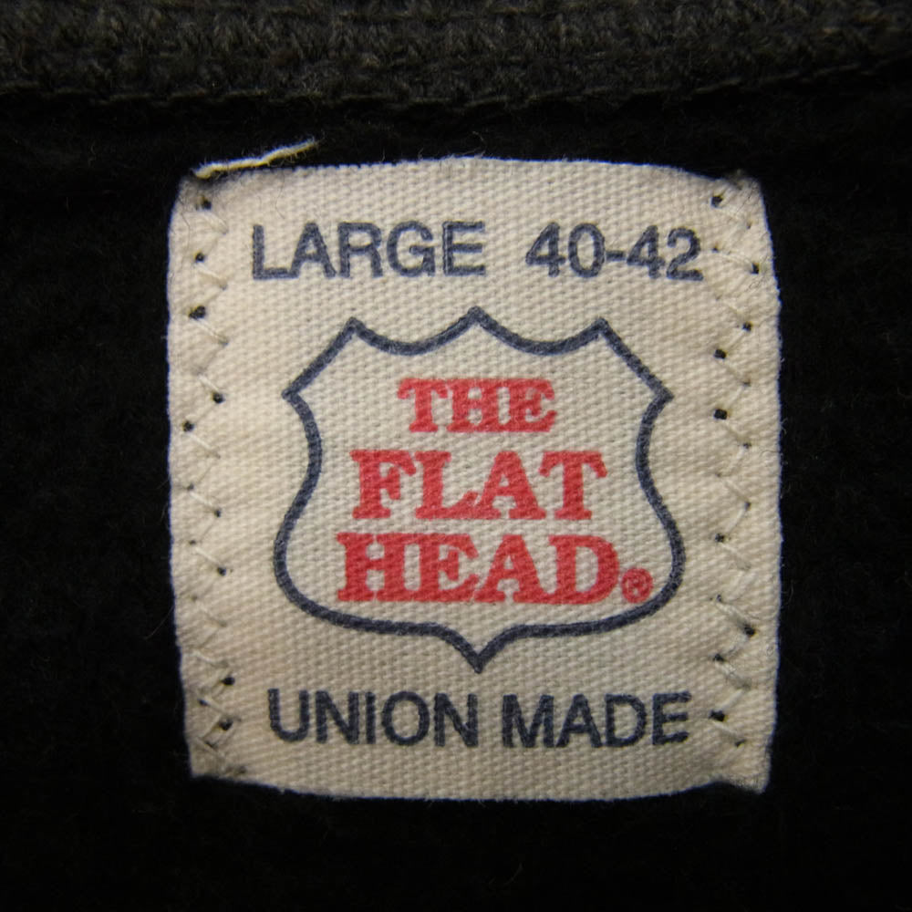 THE FLAT HEAD ザフラットヘッド フライング ホイール  バック プリント ハーフジップ プリント スウェット ブラック系 L【中古】