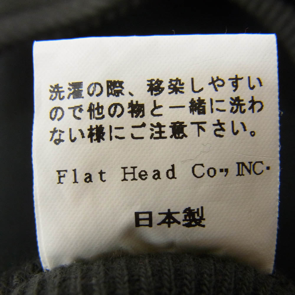 THE FLAT HEAD ザフラットヘッド フライング ホイール  バック プリント ハーフジップ プリント スウェット ブラック系 L【中古】