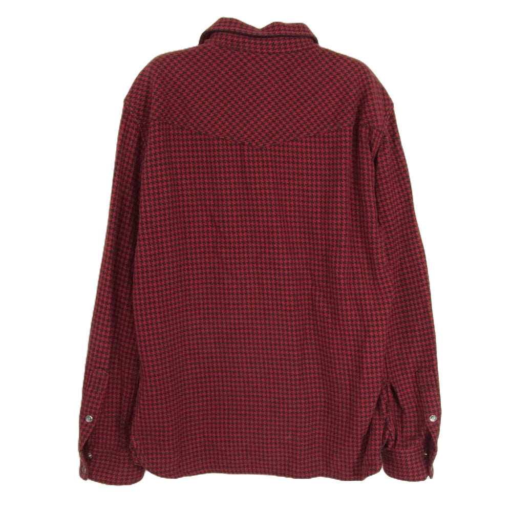 THE FLAT HEAD ザフラットヘッド 千鳥柄 ヘビー ネル ウエスタン シャツ レッド系 40【中古】