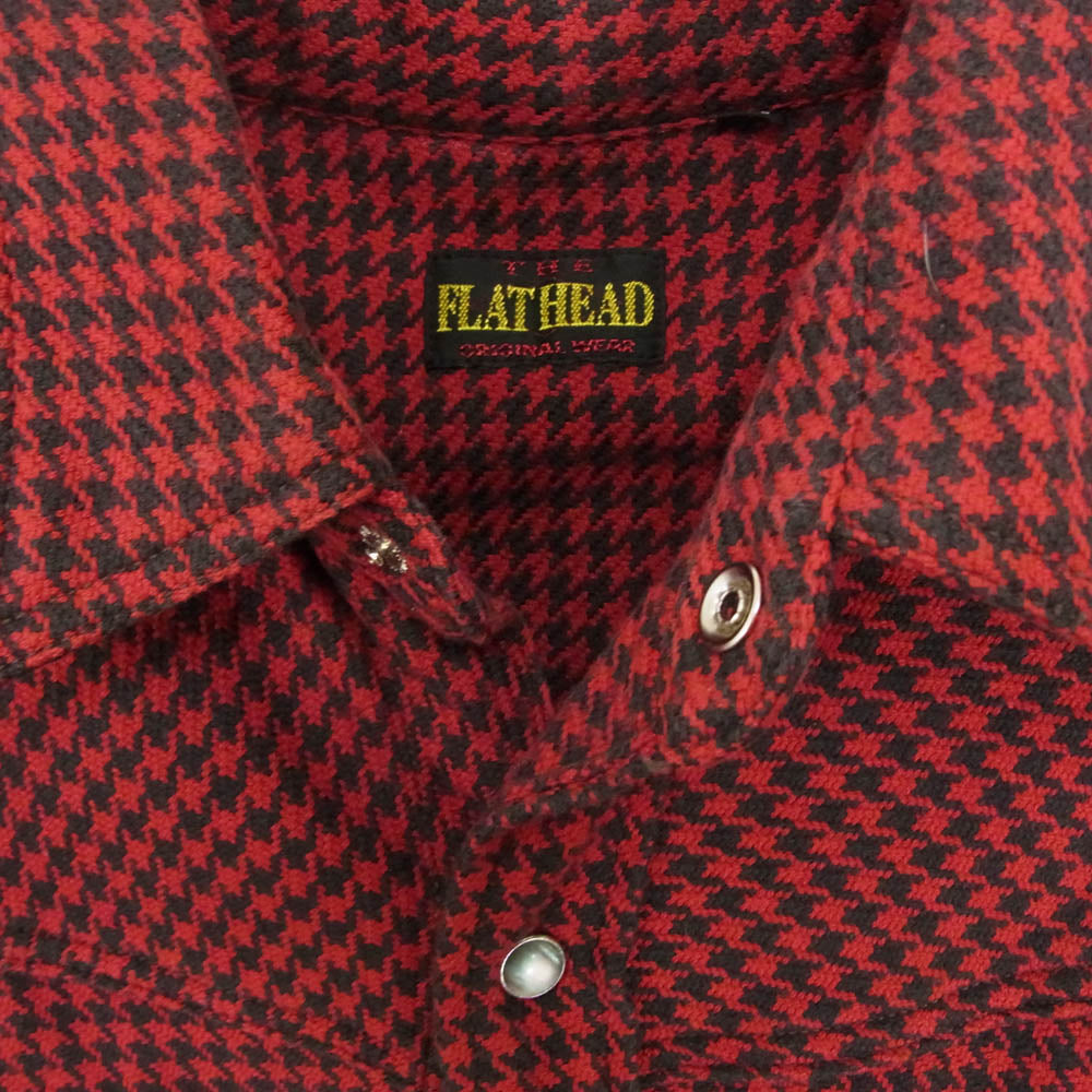 THE FLAT HEAD ザフラットヘッド 千鳥柄 ヘビー ネル ウエスタン シャツ レッド系 40【中古】