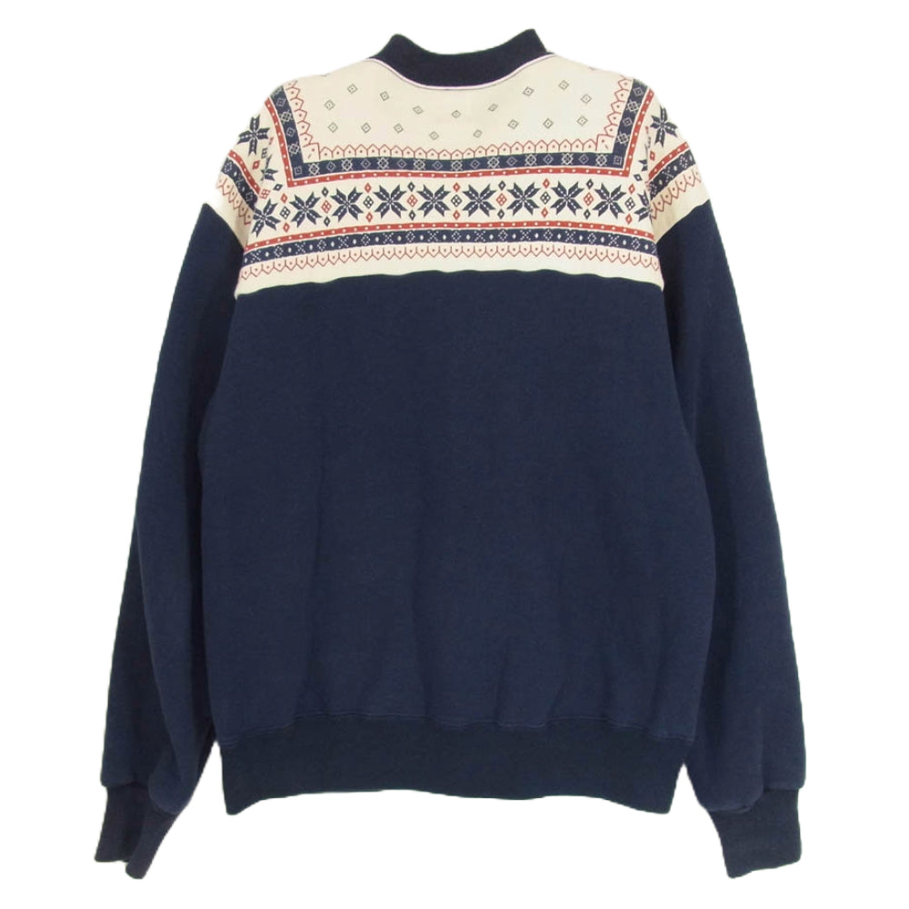 THE FLAT HEAD ザフラットヘッド 雪柄 フルジップ スウェット ジャケット ネイビー系 L【中古】
