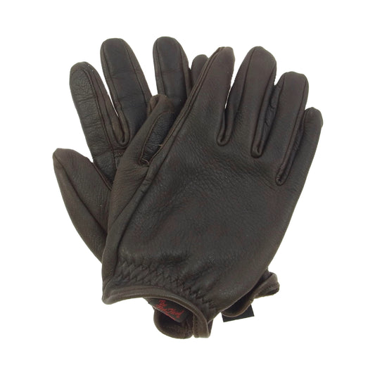 THE FLAT HEAD ザフラットヘッド DEER SKIN GLOVE ディアスキン グローブ レザー 手袋 ダークブラウン系 M【中古】