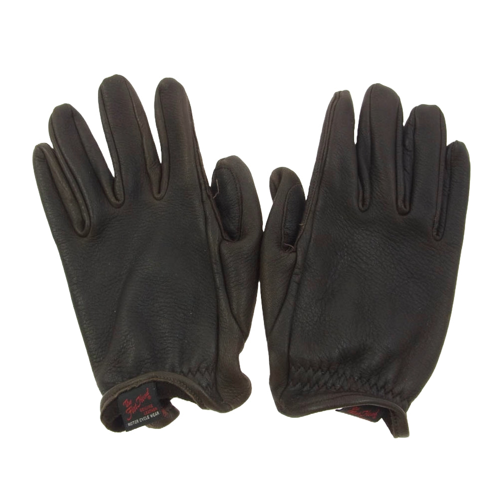 THE FLAT HEAD ザフラットヘッド DEER SKIN GLOVE ディアスキン グローブ レザー 手袋 ダークブラウン系 M【中古】
