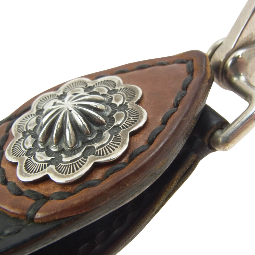 THE FLAT HEAD ザフラットヘッド シルバー コンチョ レザー キーホルダー キーループ ベルトループ シルバー系 ブラック系 ブラウン系【中古】