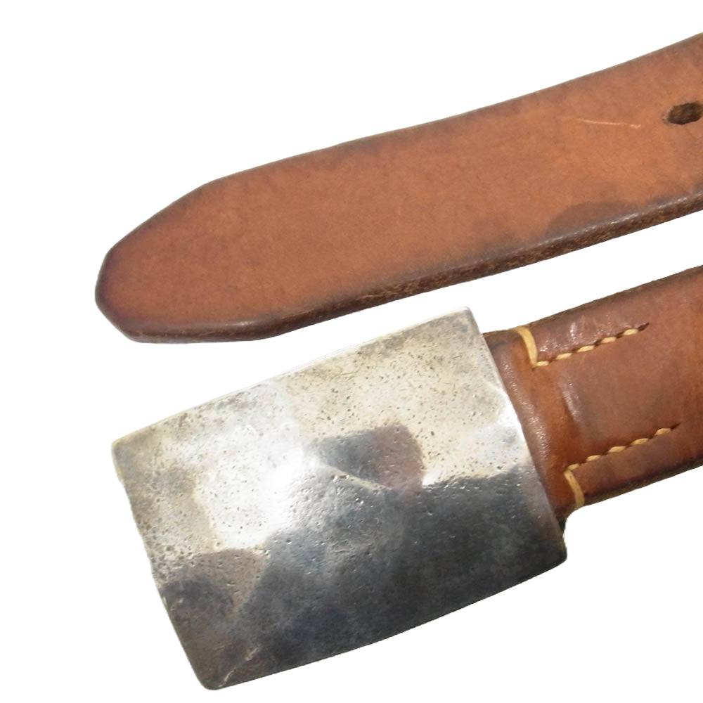 THE FLAT HEAD ザフラットヘッド プレートバックル サドルレザー ベルト ブラウン系 30【中古】