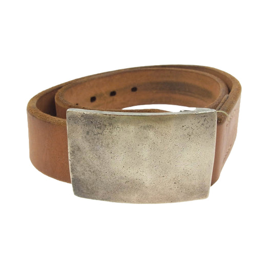 THE FLAT HEAD ザフラットヘッド プレートバックル サドルレザー ベルト 32 ブラウン系 32【中古】