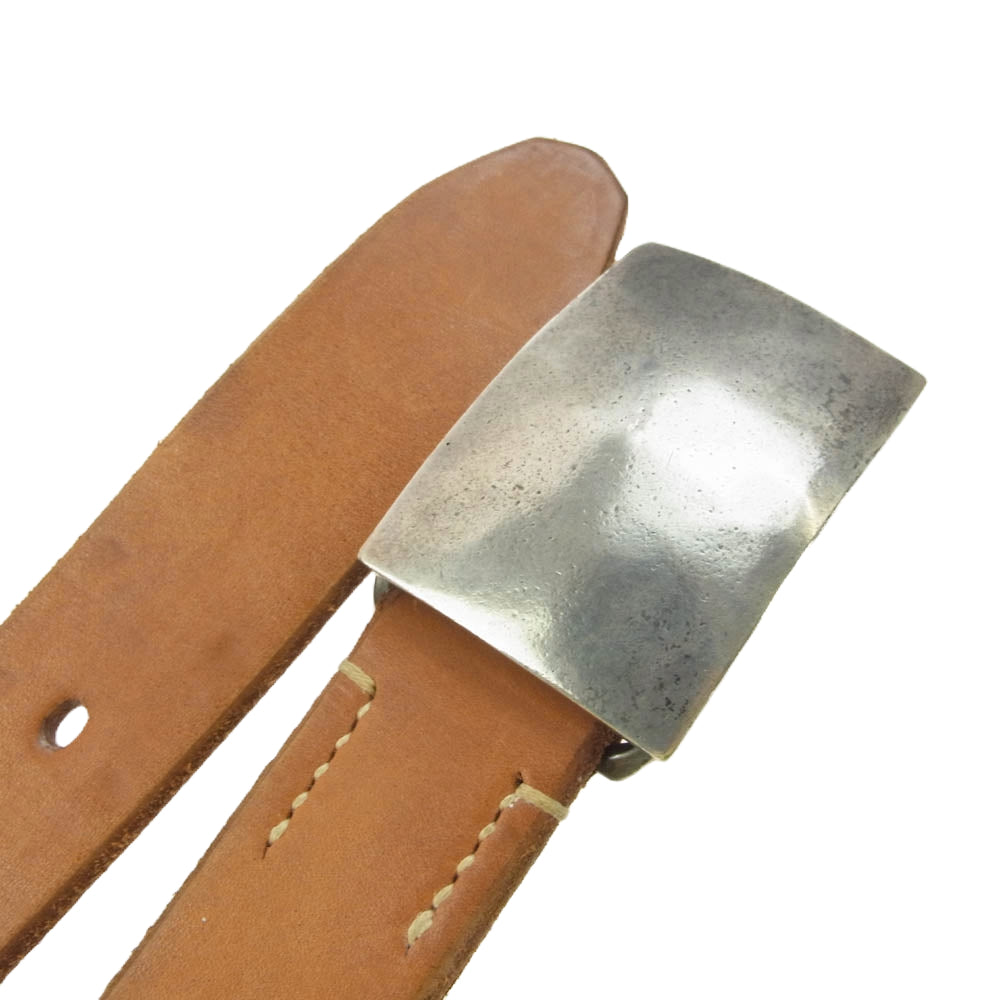 THE FLAT HEAD ザフラットヘッド プレートバックル サドルレザー ベルト 32 ブラウン系 32【中古】