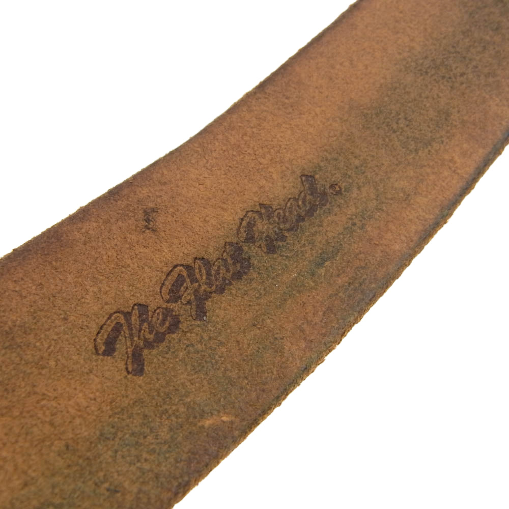 THE FLAT HEAD ザフラットヘッド プレートバックル サドルレザー ベルト 32 ブラウン系 32【中古】