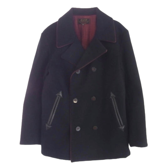 R.J.B アールジェイビー PEA COAT ピーコート ポケットレザー切替 ブラック系 40【中古】