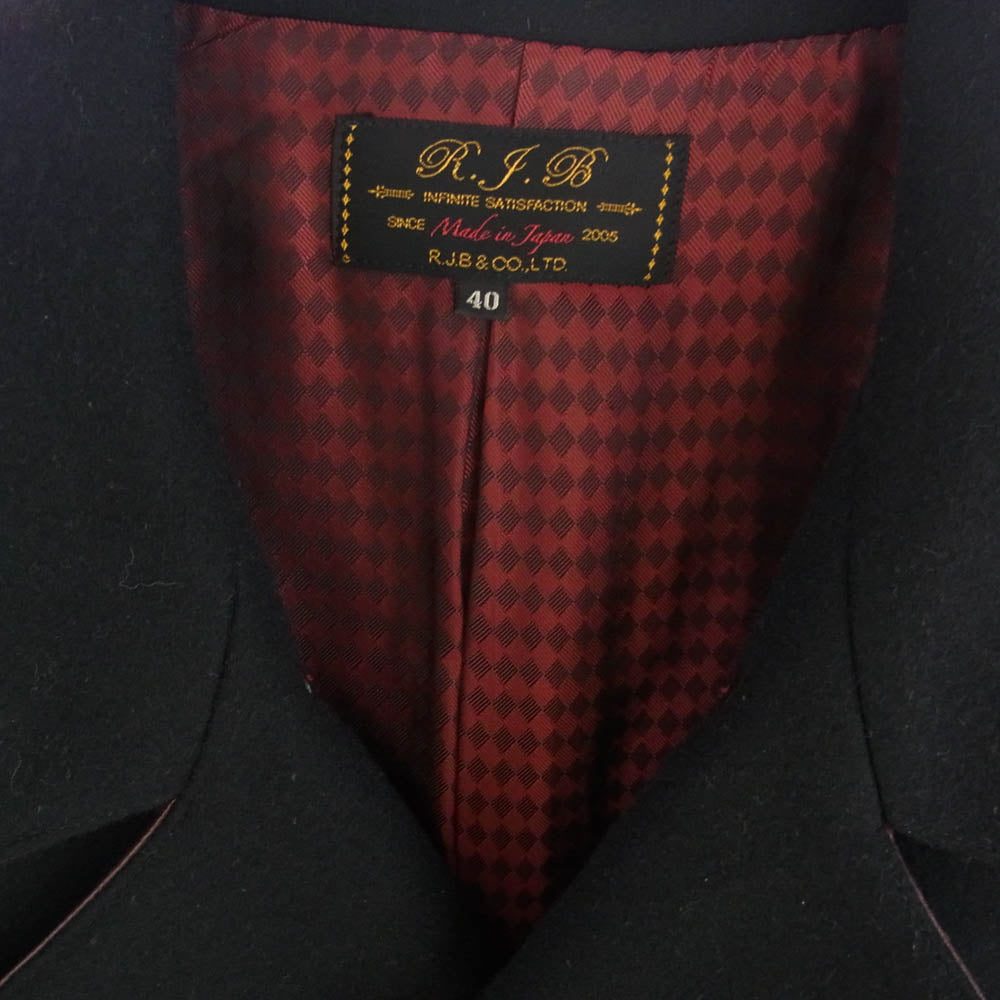 R.J.B アールジェイビー PEA COAT ピーコート ポケットレザー切替 ブラック系 40【中古】