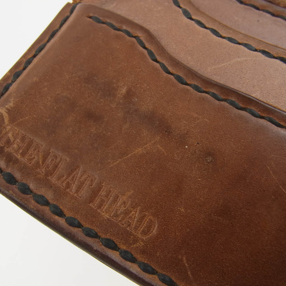 THE FLAT HEAD ザフラットヘッド コードバン シルバー925 コンチョ 二つ折り ロング ウォレット 長財布 ブラック系 ブラウン系【中古】