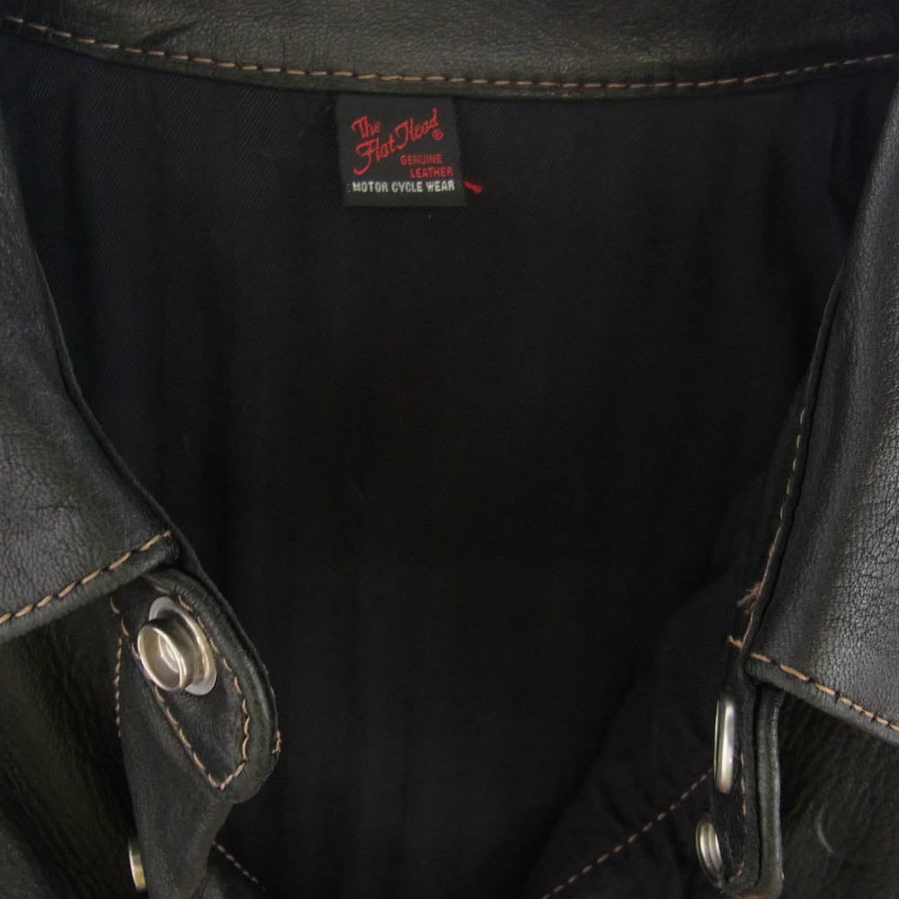 THE FLAT HEAD ザフラットヘッド ディアスキン ウエスタン シャツ BLACK×BROWN 40【中古】