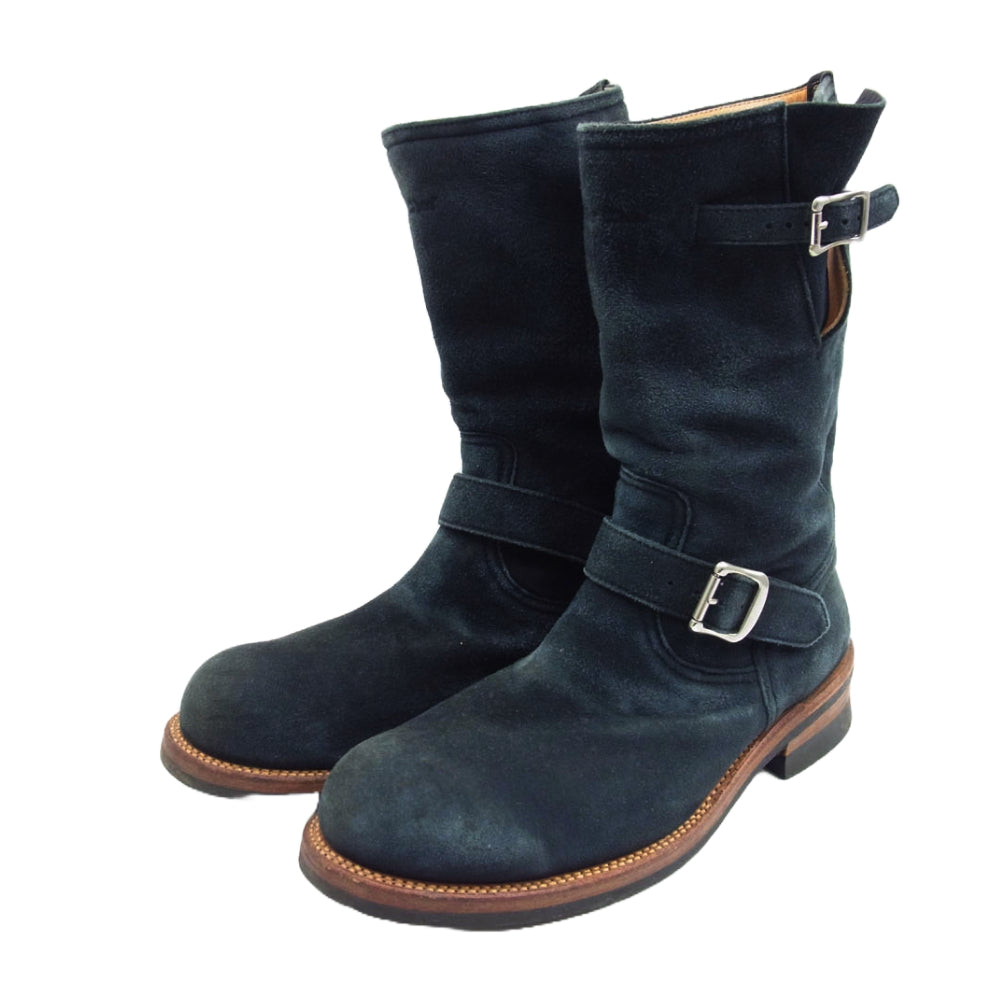 THE FLAT HEAD ザフラットヘッド ディアスキン スエード エンジニアブーツ ブラック系 ブラック系 9.5【中古】