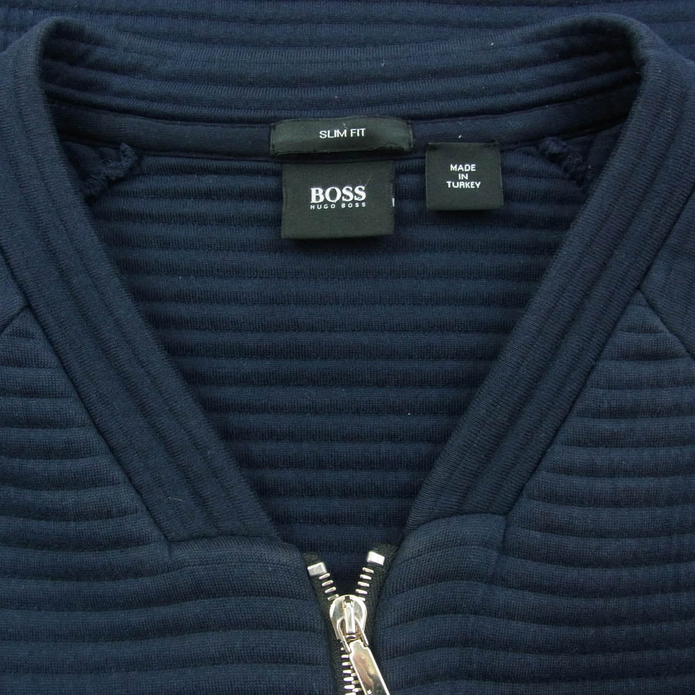 HUGO BOSS ヒューゴボス 10195882 フルジップ キルティング ブルゾン ジャケット ジップアップ カーディガン ダークネイビー系 L【中古】