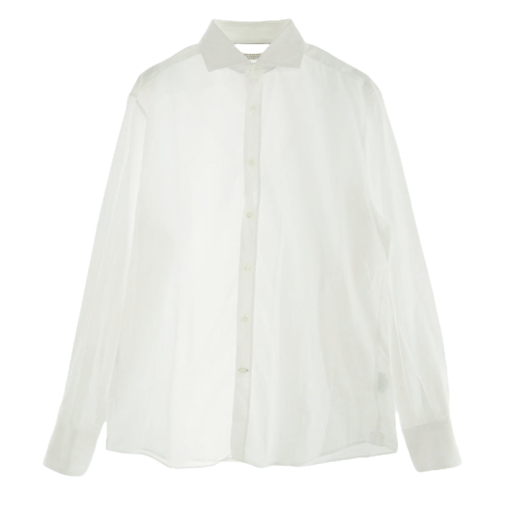 Brunello Cucinelli ブルネロクチネリ イタリア製 SLIM FIT スリムフィット カッタウェイカラー 長袖 ドレス シャツ ホワイト系 L【中古】