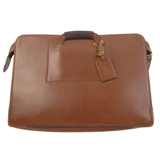 SOMES SADDLE ソメスサドル ネームタグ付き オールレザー ブリーフケース PCケース ビジネスバッグ ブラウン系【中古】