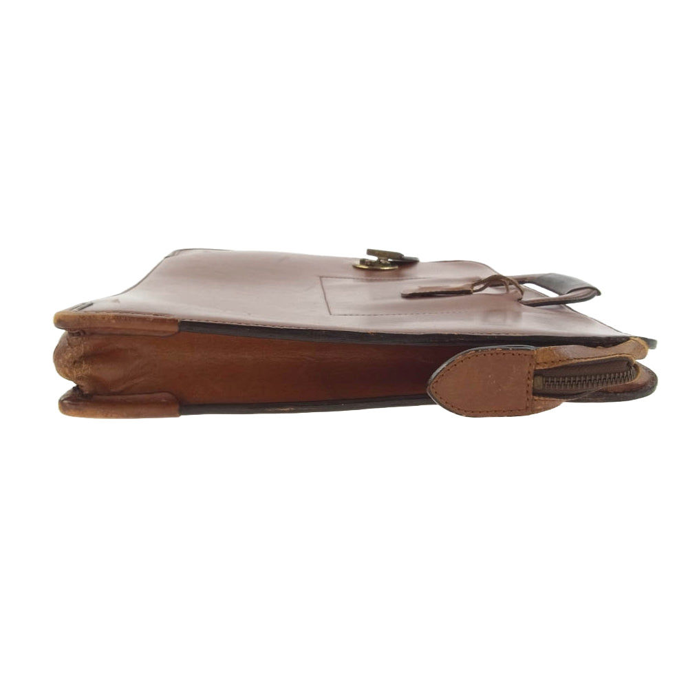 SOMES SADDLE ソメスサドル ネームタグ付き オールレザー ブリーフケース PCケース ビジネスバッグ ブラウン系【中古】