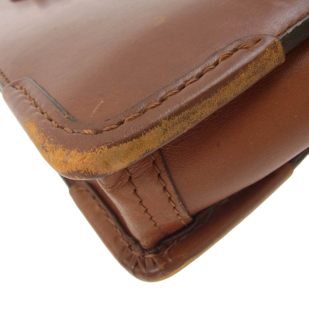 SOMES SADDLE ソメスサドル ネームタグ付き オールレザー ブリーフケース PCケース ビジネスバッグ ブラウン系【中古】