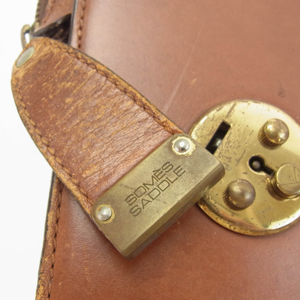 SOMES SADDLE ソメスサドル ネームタグ付き オールレザー ブリーフケース PCケース ビジネスバッグ ブラウン系【中古】