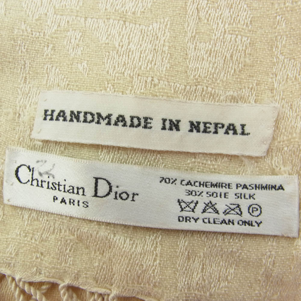 Christian Dior クリスチャンディオール カシミヤ シルク混 トロッター柄 ストール ベージュ系【中古】