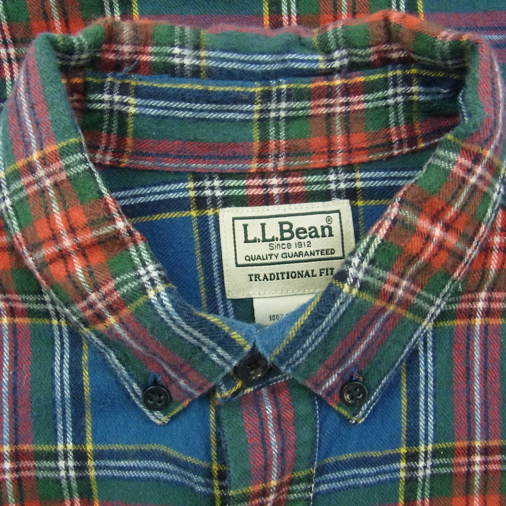 L.L.Bean エルエルビーン ボタンダウン 長袖 チェック フランネル シャツ マルチカラー系 M【中古】