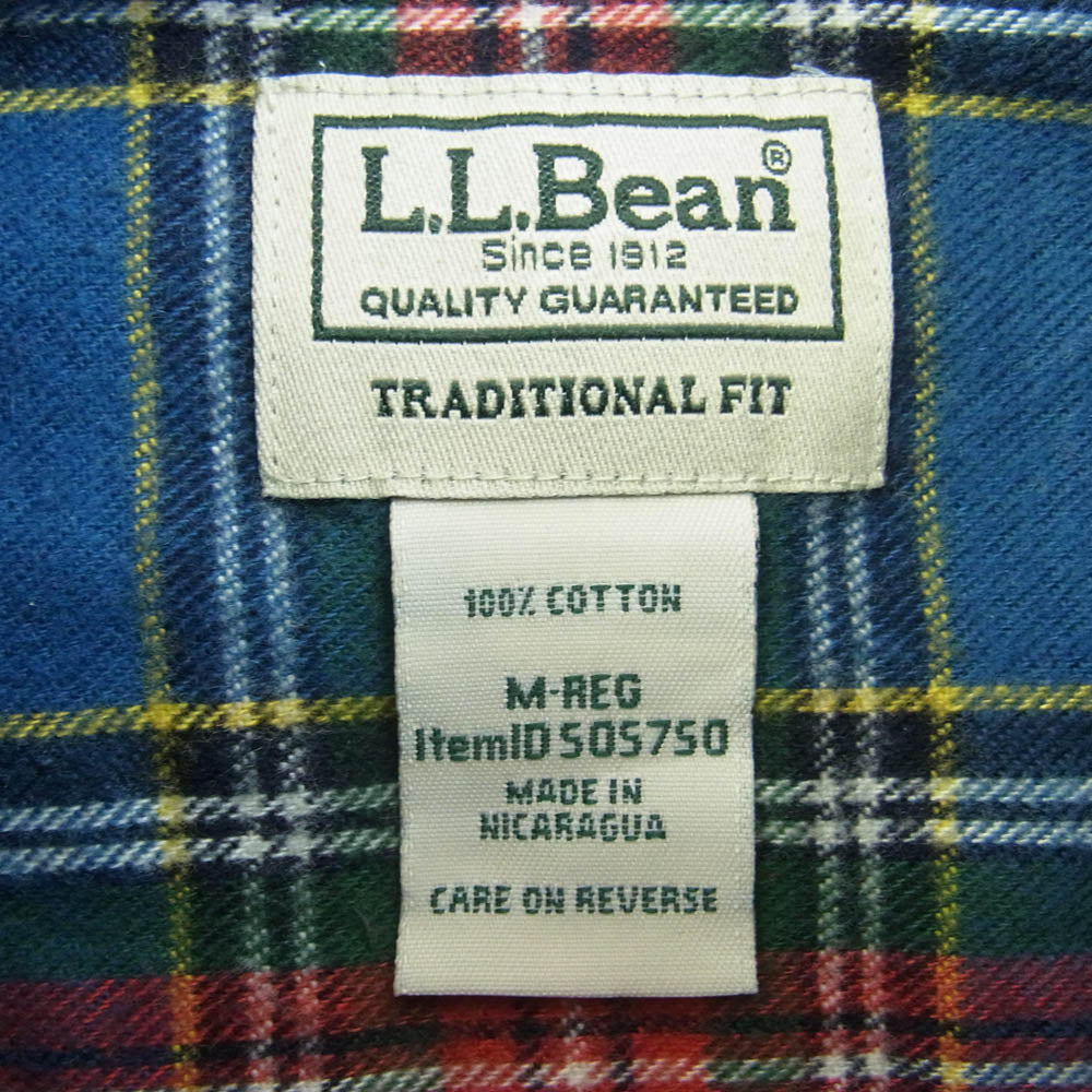 L.L.Bean エルエルビーン ボタンダウン 長袖 チェック フランネル シャツ マルチカラー系 M【中古】