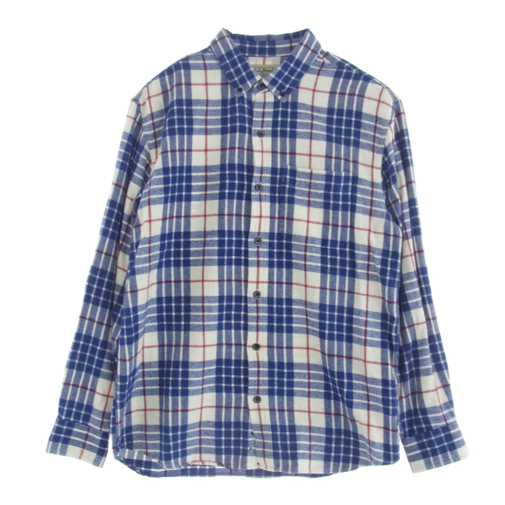 L.L.Bean エルエルビーン ボタンダウン 長袖 チェック フランネル シャツ ブルー系 M【中古】