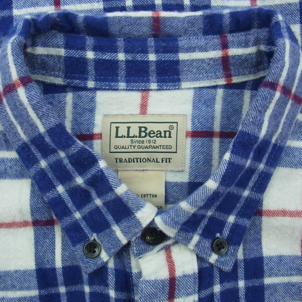L.L.Bean エルエルビーン ボタンダウン 長袖 チェック フランネル シャツ ブルー系 M【中古】