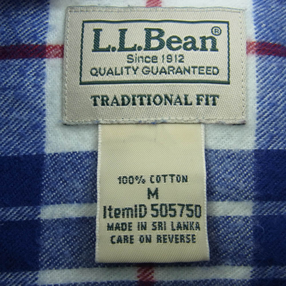 L.L.Bean エルエルビーン ボタンダウン 長袖 チェック フランネル シャツ ブルー系 M【中古】