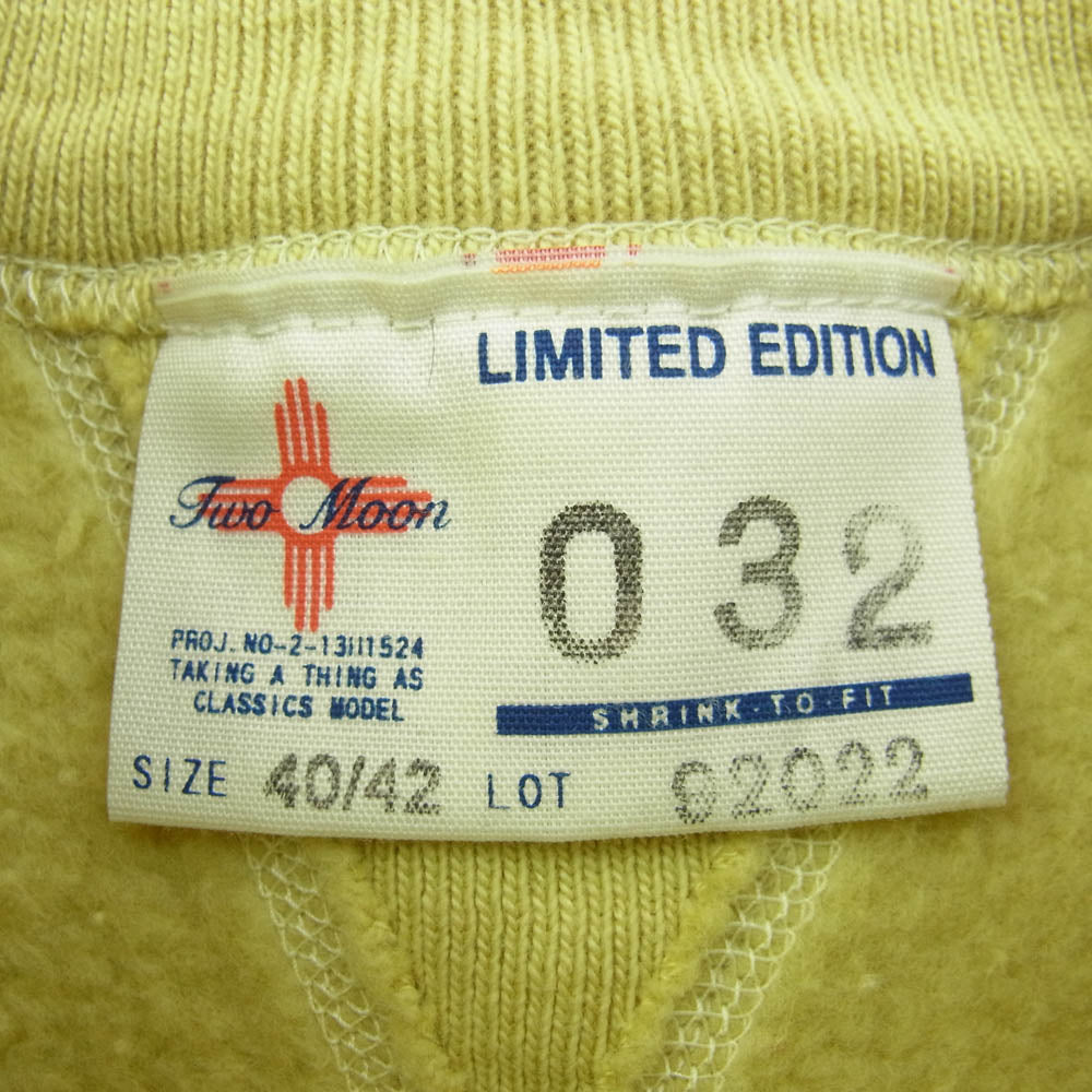 TWO MOON トゥームーン スウェット シャツ 両Vガゼット 丸胴 イエロー系 40/42【中古】