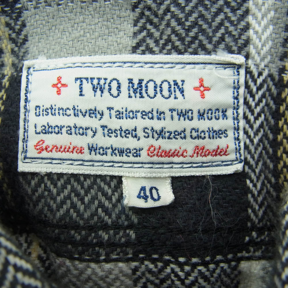 TWO MOON トゥームーン ネルシャツ チェック柄 長袖 シャツ ワーク シャツ 40【中古】