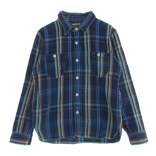 Pherrow's フェローズ ネルシャツ チェック柄 長袖 シャツ ブルー系 38【中古】