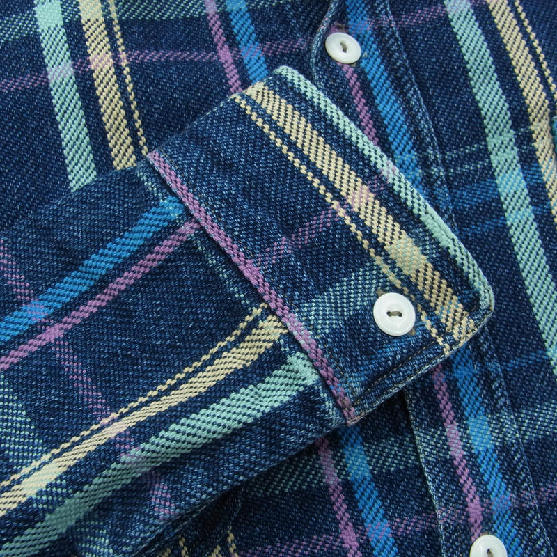 Pherrow's サイズ38 フェローズ チェック ヘビーネルシャツ コットン アメカジ PHERROW\u0027S フェローズ ブロックチェック ウエスタンシャツ サイズ38 メンズ ブルー×ブラック アメカジ スナップボタン