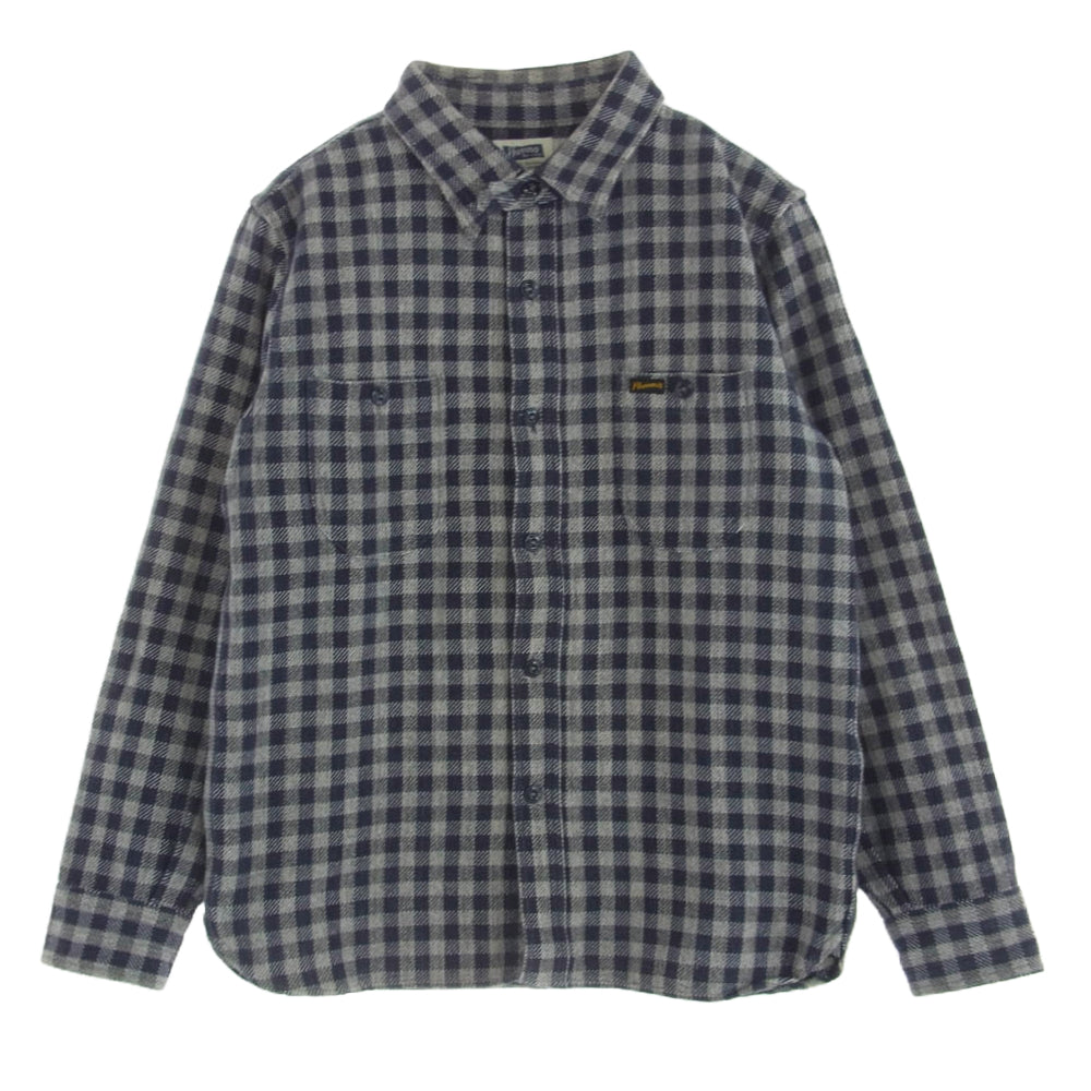 Pherrow's フェローズ ネルシャツ チェック柄 長袖 シャツ グレー ネイビー系 38【中古】