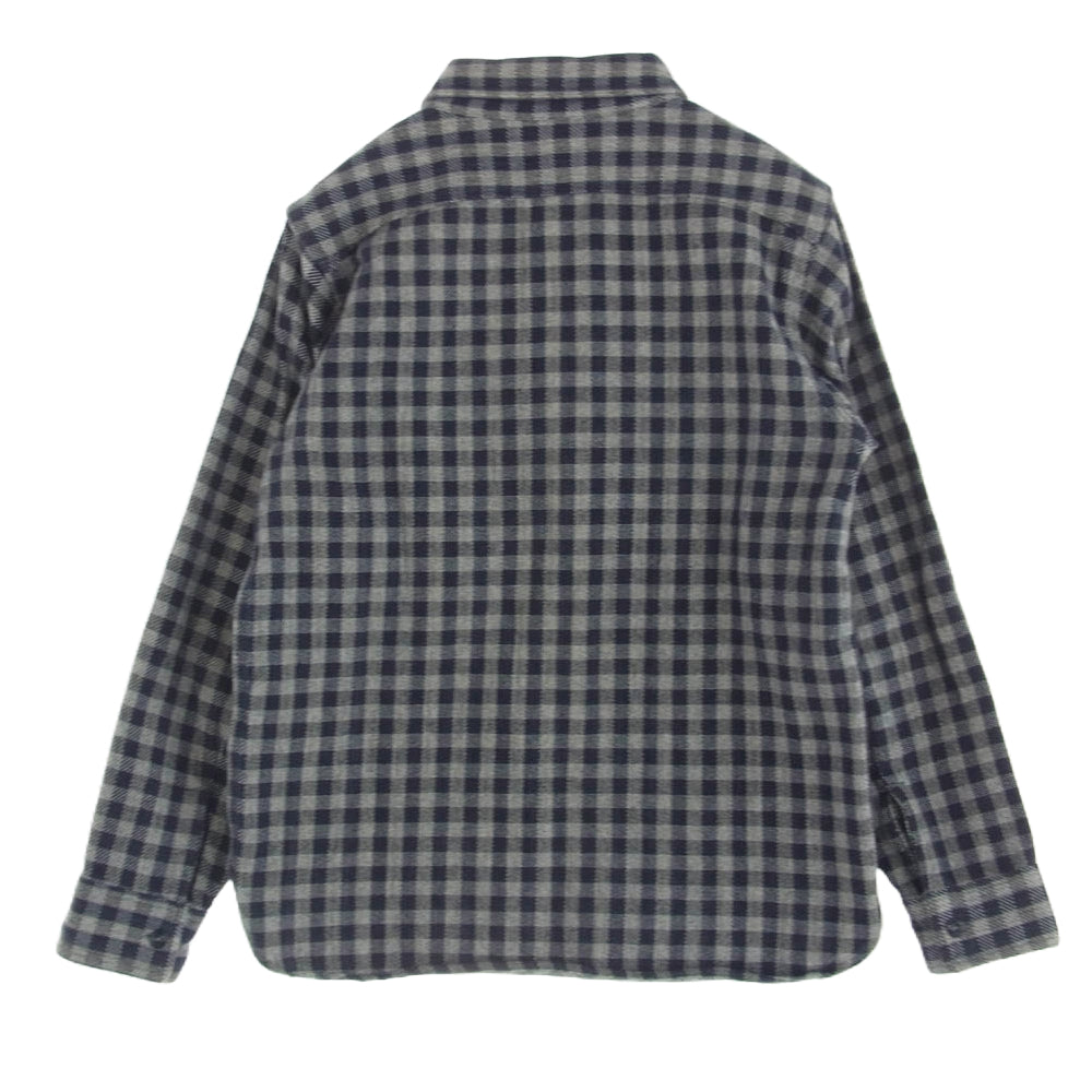 Pherrow's フェローズ ネルシャツ チェック柄 長袖 シャツ グレー ネイビー系 38【中古】