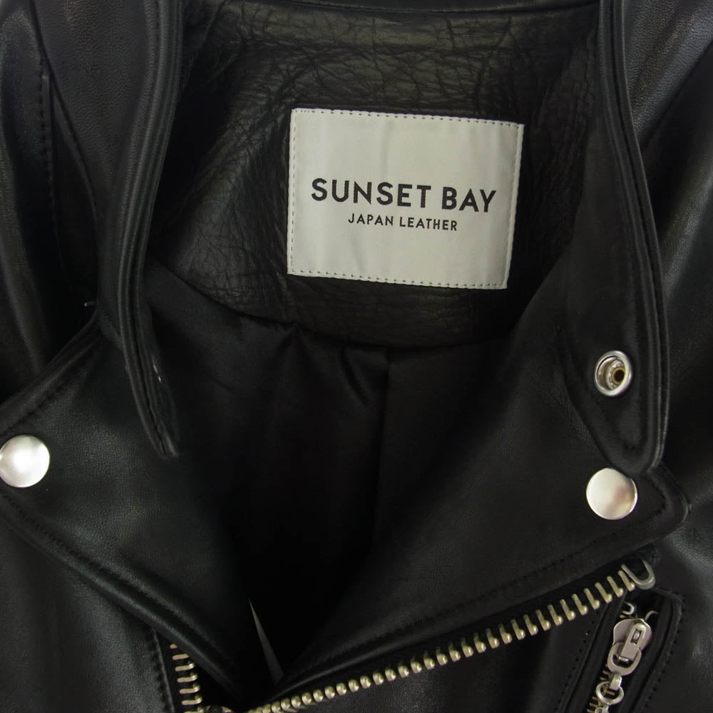 サンセットベイ BUZZARDS ダブルオイル ホースハイド レザー セミダブル ライダース ジャケット ブラック系 2【中古】