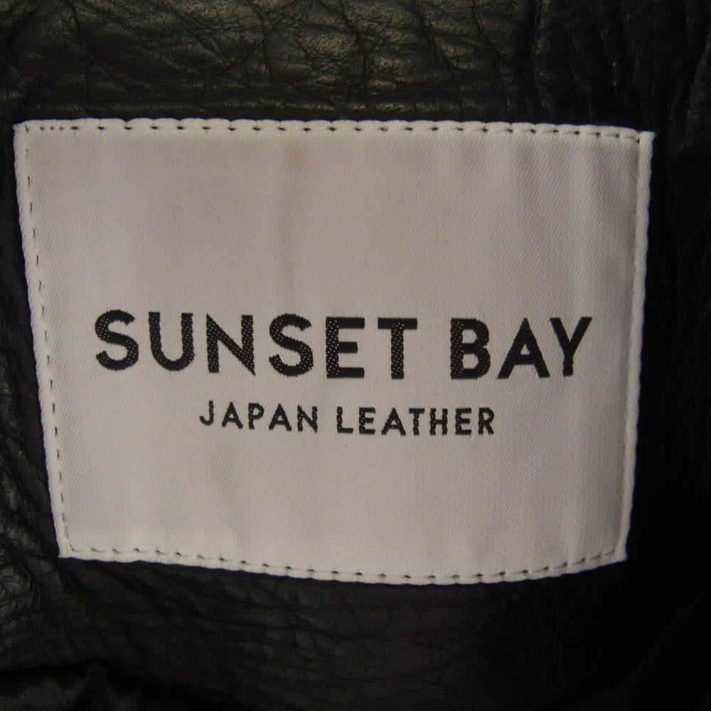 サンセットベイ BUZZARDS ダブルオイル ホースハイド レザー セミダブル ライダース ジャケット ブラック系 2【中古】