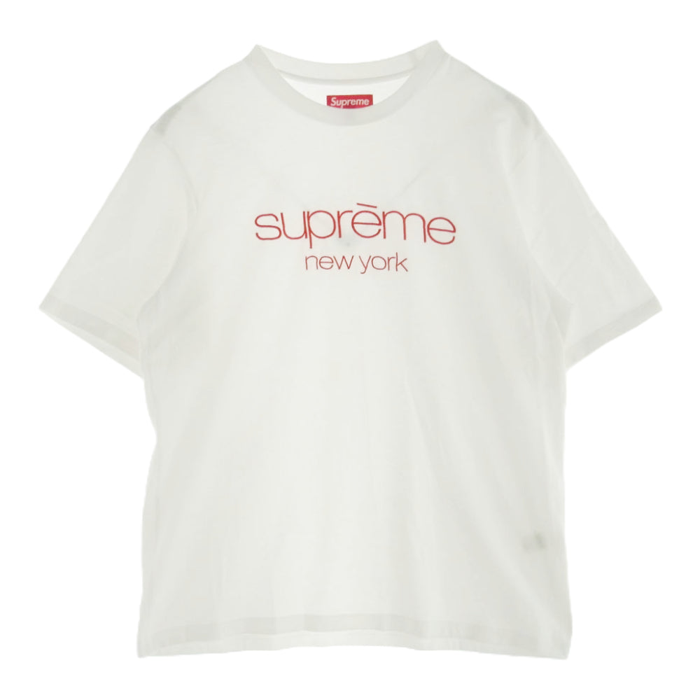 Supreme シュプリーム 23AW CLASSIC LOGO S/S TOP クラシック ロゴ 刺繍 Ｔシャツ ホワイト系 M【中古】