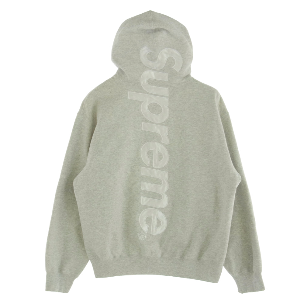 Supreme シュプリーム 23AW Satin Applique Hooded Sweatshirt サテン アップリケ スウェット パーカー グレー グレー系 M【中古】