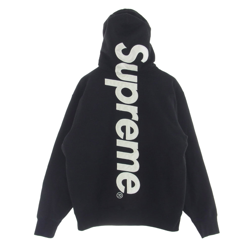 Supreme シュプリーム 23AW Satin Applique Hooded Sweatshirt サテン アップリケ スウェット パーカー ブラック ブラック系 M【中古】