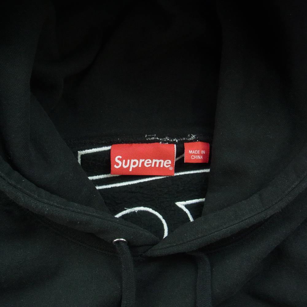 Supreme シュプリーム 23AW Satin Applique Hooded Sweatshirt サテン アップリケ スウェット パーカー ブラック ブラック系 M【中古】