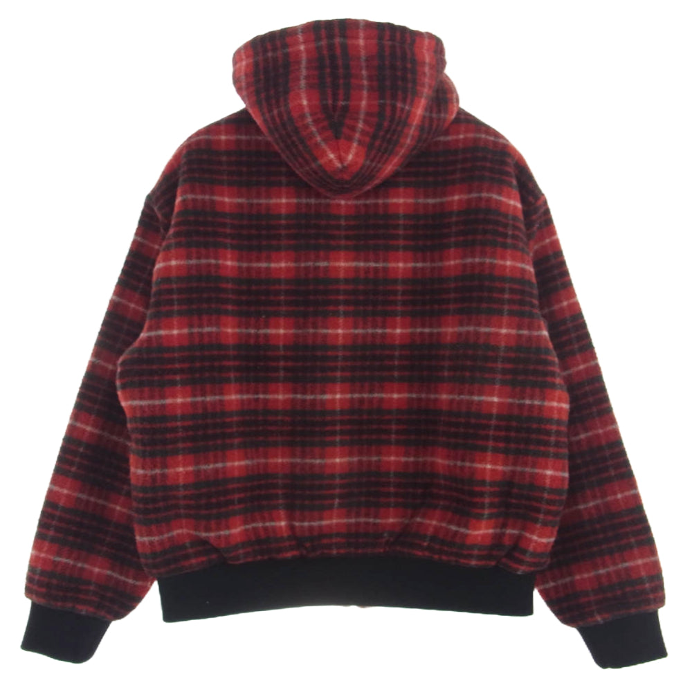 Supreme シュプリーム 23AW Plaid Wool Hooded Work Jacket プレイドチェック 裏ボア ワーク ウール ジャケット レッド系 M【中古】