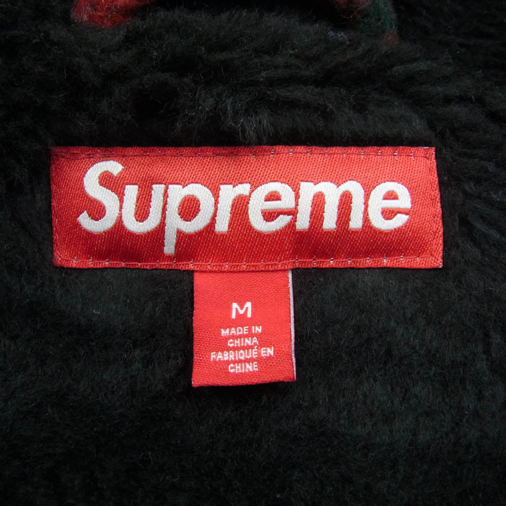 Supreme シュプリーム 23AW Plaid Wool Hooded Work Jacket プレイドチェック 裏ボア ワーク ウール ジャケット レッド系 M【中古】