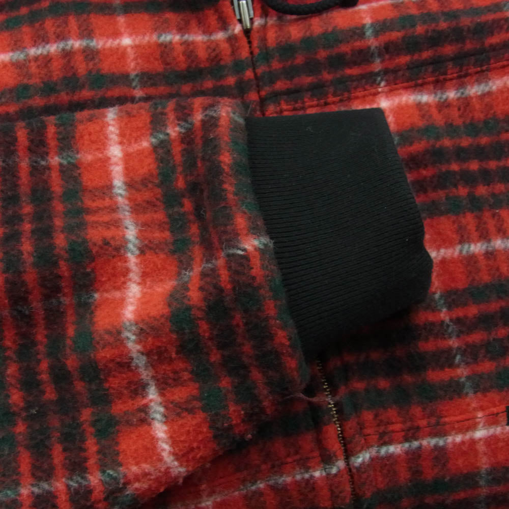 Supreme シュプリーム 23AW Plaid Wool Hooded Work Jacket プレイドチェック 裏ボア ワーク ウール ジャケット レッド系 M【中古】