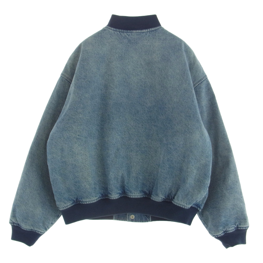 Supreme シュプリーム 23SS Washed Knockout Denim Varsity Jacket  ウォッシュ ノックアウト デニム バーシティー ジャケット スタジャン インディゴブルー系 M【中古】
