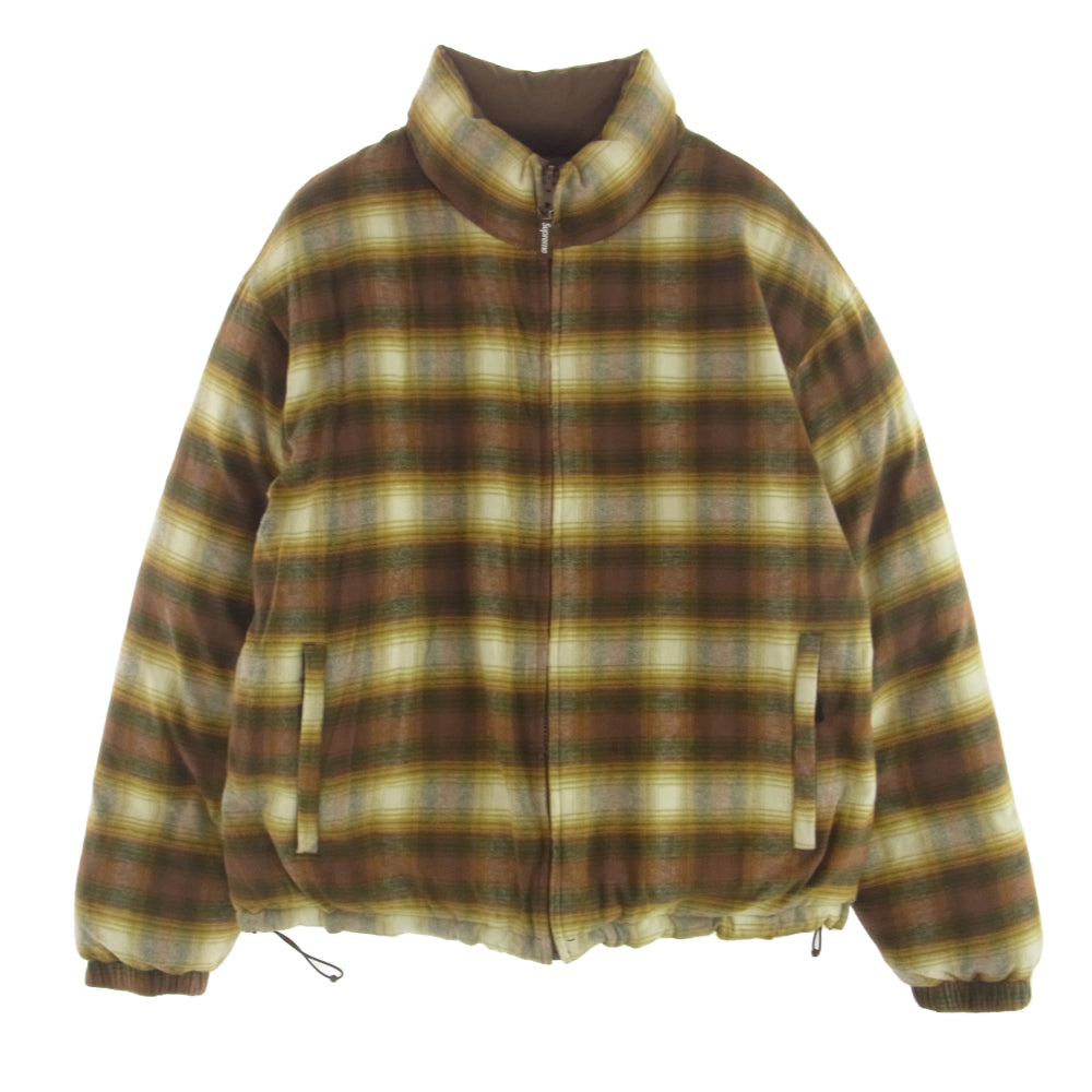 Supreme シュプリーム 22AW Flannel Reversible Puffer Jacket フランネル リバーシブル 中綿 ジャケット ブラウン系 M【中古】